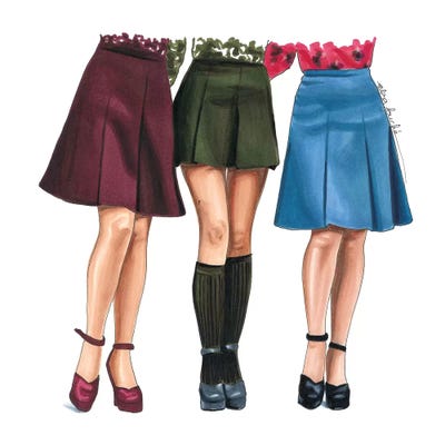 70's Skirts by Elza Fouche framed wall art