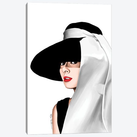 Audrey & Her Hat Canvas Print #ELZ201} by Elza Fouche Canvas Wall Art