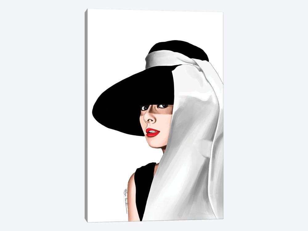 Audrey & Her Hat by Elza Fouche 1-piece Canvas Artwork