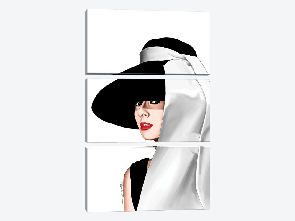 Audrey & Her Hat by Elza Fouche 3-piece Canvas Wall Art