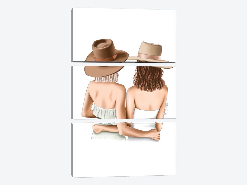 Friends In Hats by Elza Fouche 3-piece Canvas Artwork