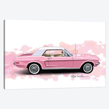 Pink Mustang Canvas Print #ELZ208} by Elza Fouche Canvas Artwork