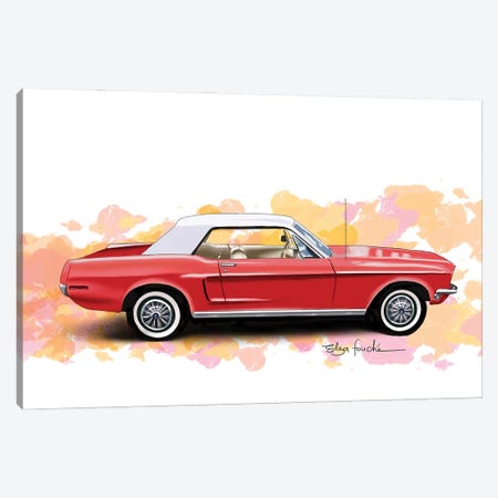Red Mustang Canvas Print #ELZ209} by Elza Fouche Canvas Artwork