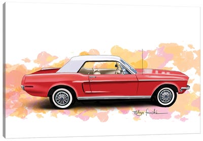 Red Mustang Canvas Art Print - Elza Fouché