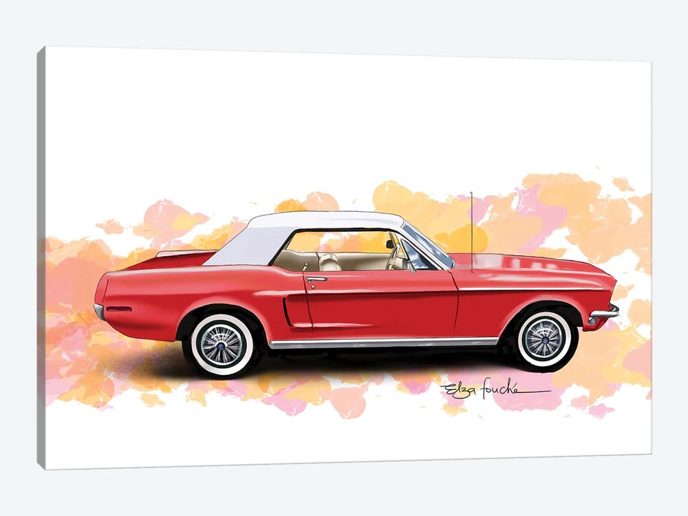 Red Mustang by Elza Fouche 1-piece Canvas Artwork