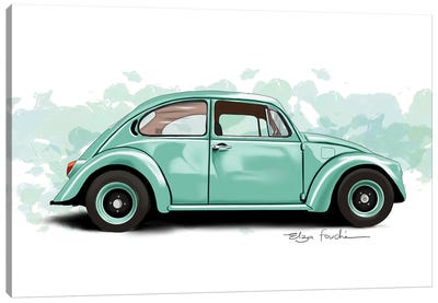 Buggy Green Canvas Art Print - Volkswagen