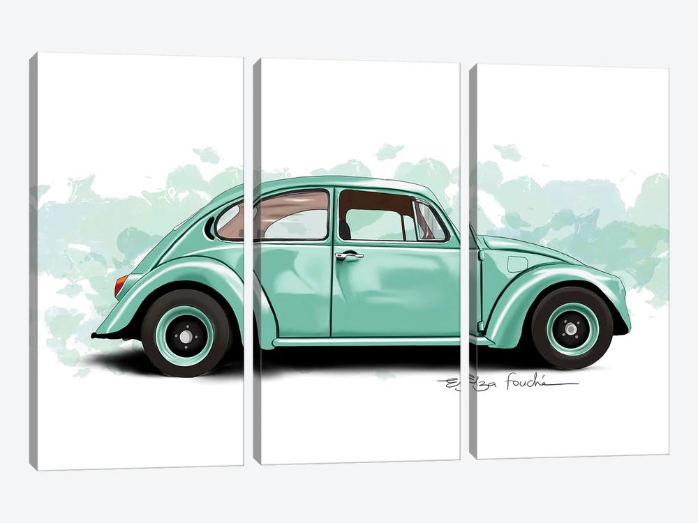 Buggy Green by Elza Fouche 3-piece Canvas Artwork