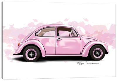 Buggy Pink Canvas Art Print - Volkswagen