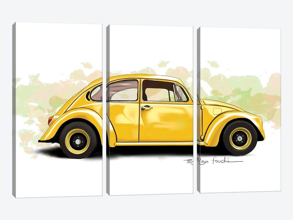 Buggy Yellow by Elza Fouche 3-piece Canvas Art Print