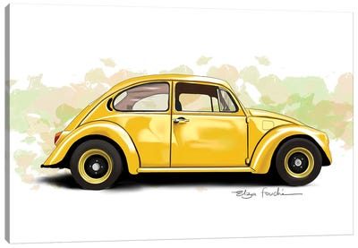 Buggy Yellow Canvas Art Print - Volkswagen