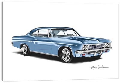 Impala Blue Canvas Art Print - Chevrolet