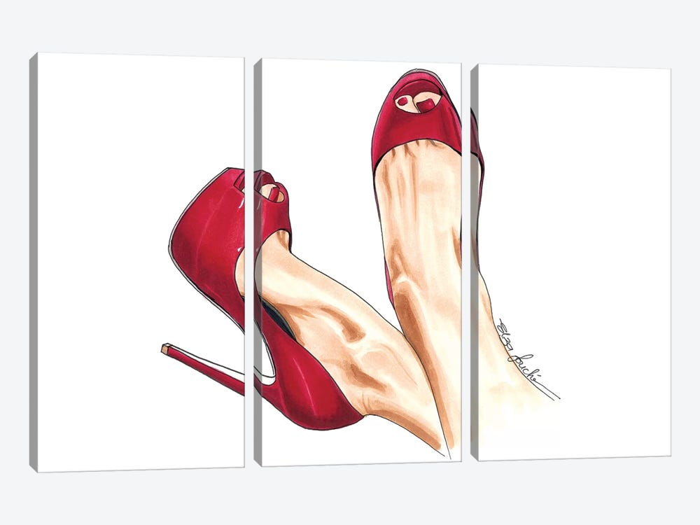 Cherry Heels by Elza Fouche 3-piece Canvas Art Print