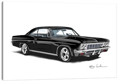 Impala Black Canvas Art Print - Chevrolet
