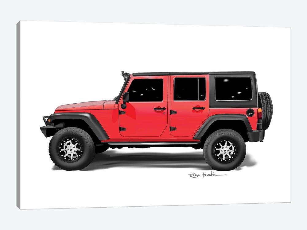 Jeep Red by Elza Fouche 1-piece Canvas Art Print