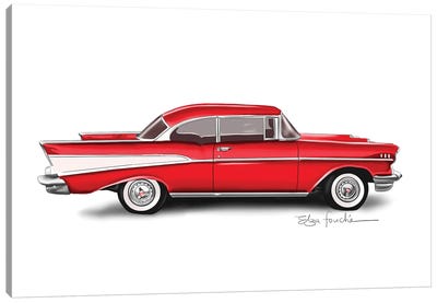 Bel Air Red Canvas Art Print - Chevrolet