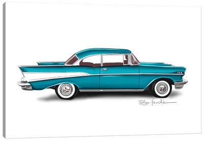 Bel Air Blue Canvas Art Print - Chevrolet