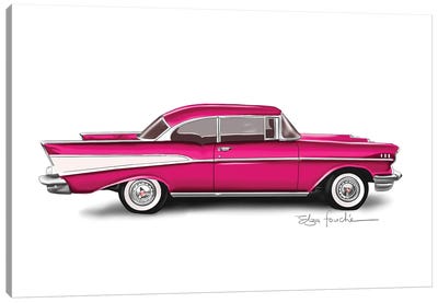 Bel Air Pink Canvas Art Print - Chevrolet