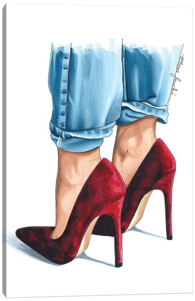 Cherry Velvet Heels Canvas Art Print - Elza Fouché