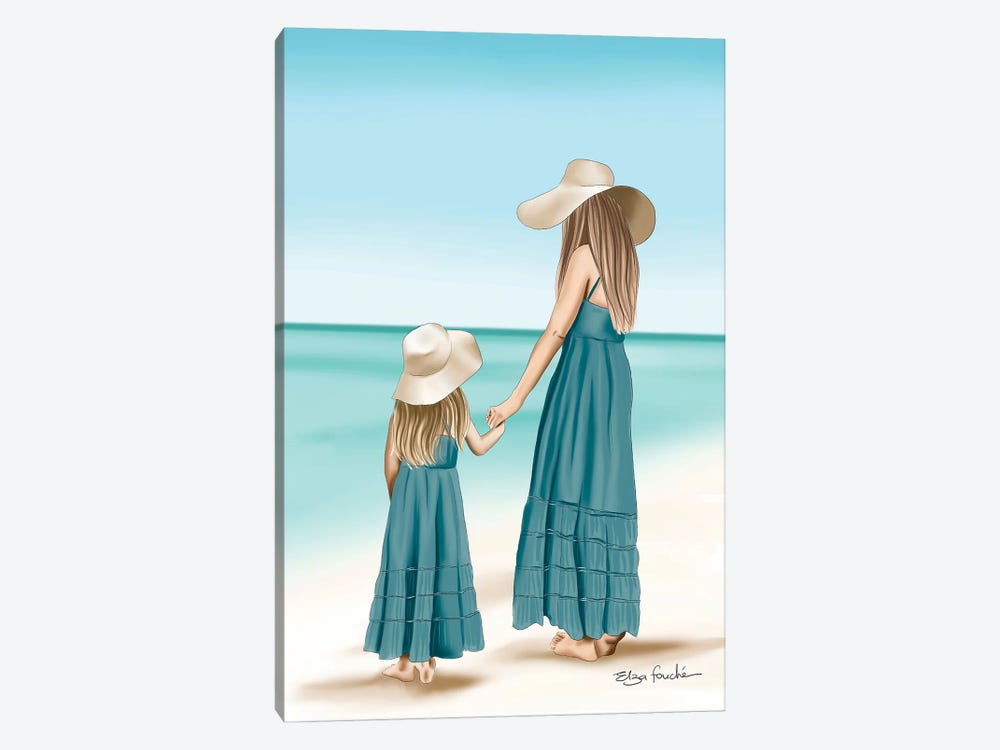 Mother & Daughter Matching At The Beach by Elza Fouche 1-piece Canvas Wall Art