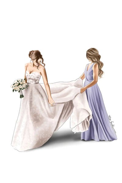 Bride And Maid Of Honour by Elza Fouche framed wall art
