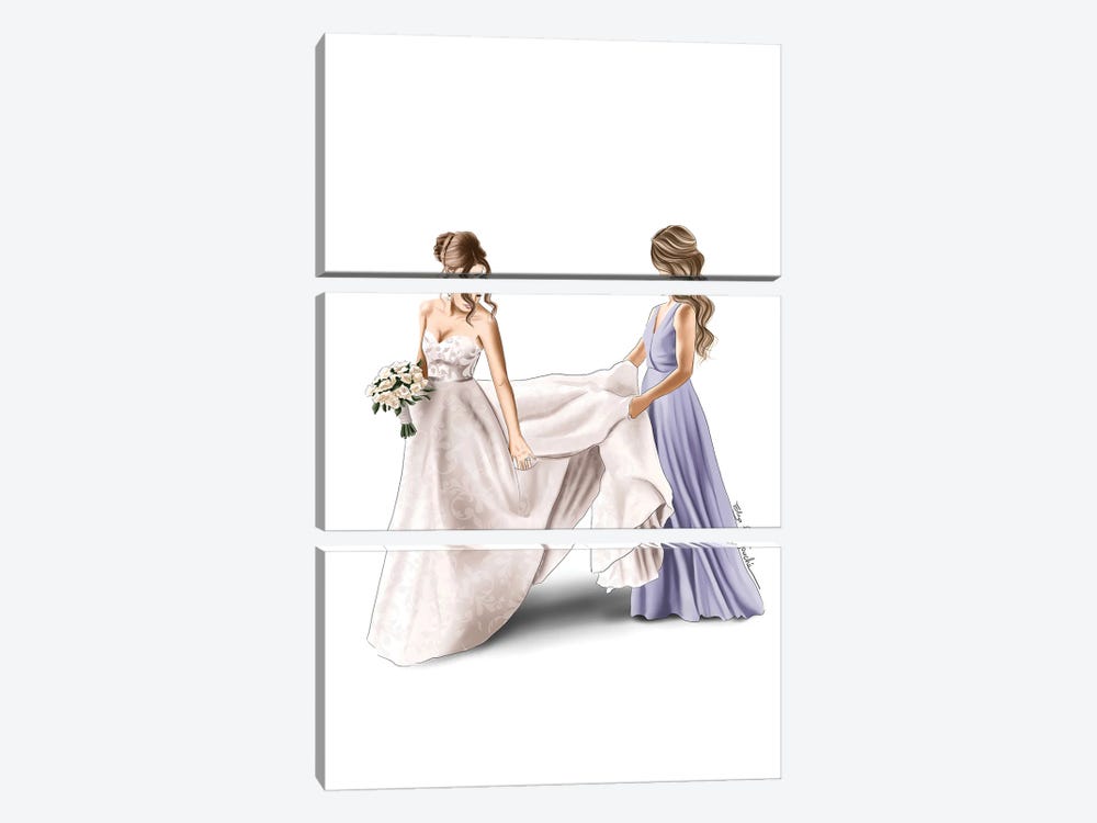Bride And Maid Of Honour by Elza Fouche 3-piece Canvas Art Print