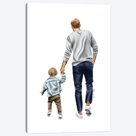 Dad And Son Canvas Print #ELZ240} by Elza Fouche Canvas Art