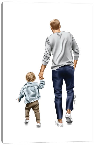 Dad And Son Canvas Art Print - Family Art