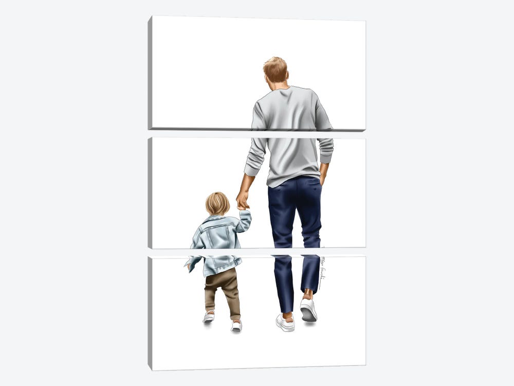 Dad And Son by Elza Fouche 3-piece Canvas Print