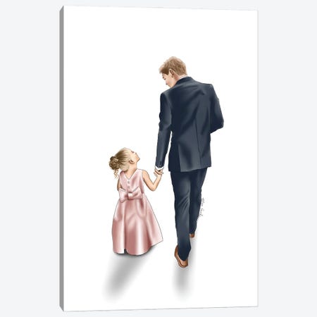 Daddy And Daughter Stroll Canvas Print #ELZ261} by Elza Fouche Canvas Art