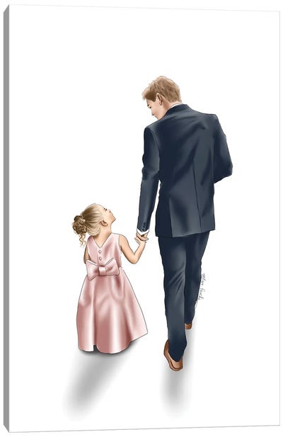 Daddy And Daughter Stroll Canvas Art Print - Elza Fouché