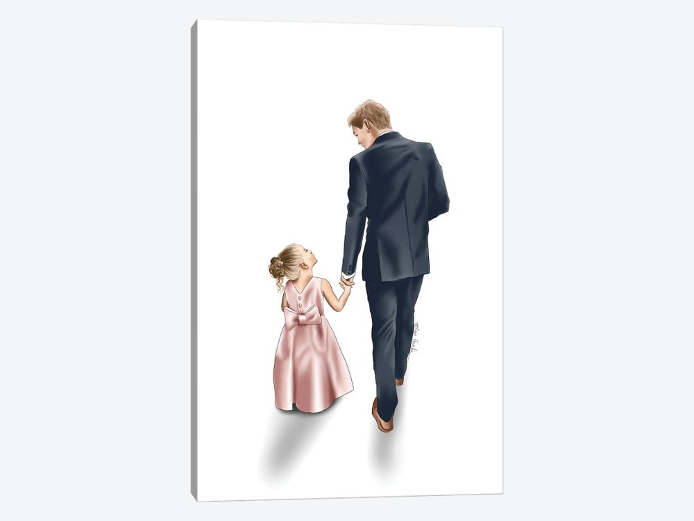 Daddy And Daughter Stroll by Elza Fouche 1-piece Canvas Wall Art