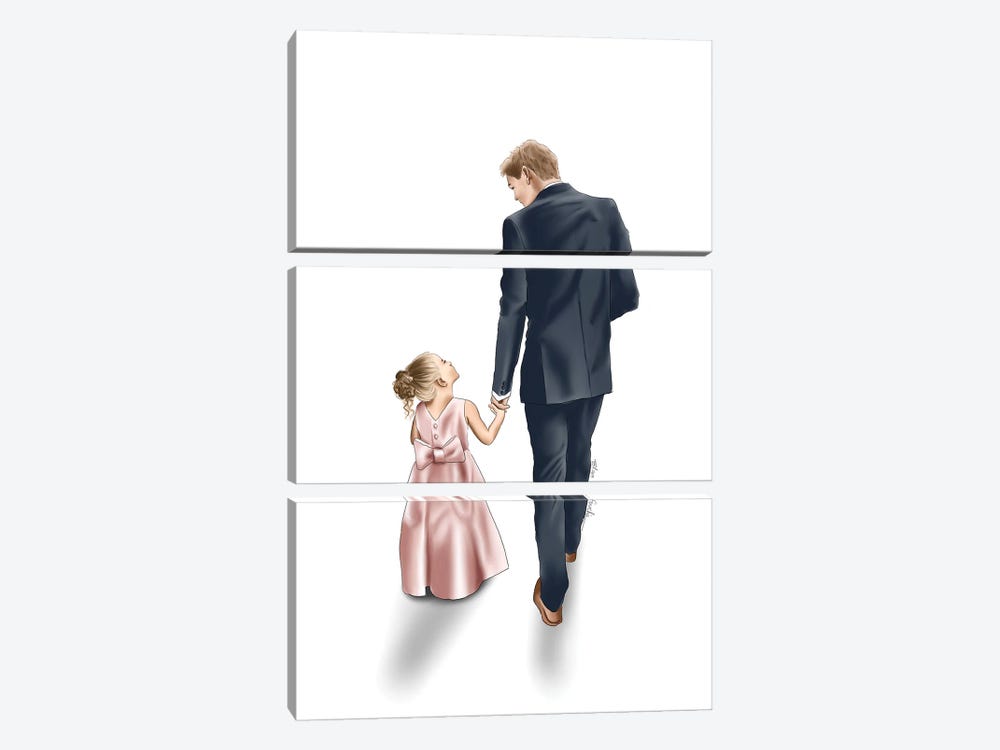 Daddy And Daughter Stroll by Elza Fouche 3-piece Canvas Art