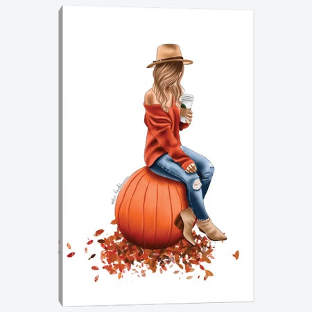 Autumn Leaves And Pumpkins Please Canvas Print #ELZ266} by Elza Fouche Art Print