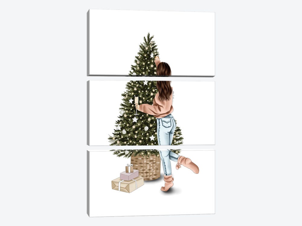 Decorating The Tree by Elza Fouche 3-piece Canvas Art