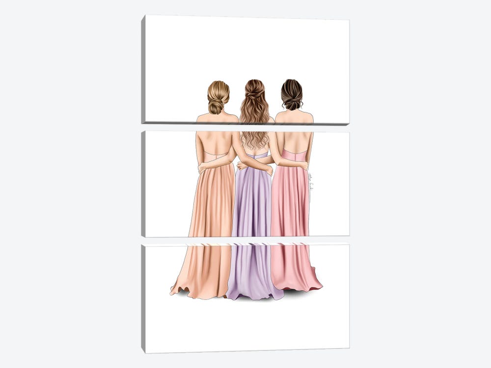 Prom Friends by Elza Fouche 3-piece Canvas Art