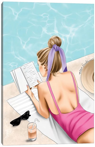 Poolside Canvas Art Print - Women's Swimsuit & Bikini Art