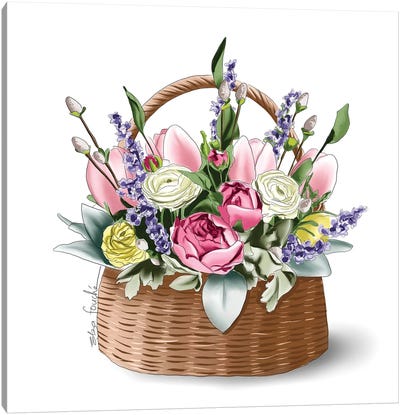 Basket Of Florals Canvas Art Print - Elza Fouché