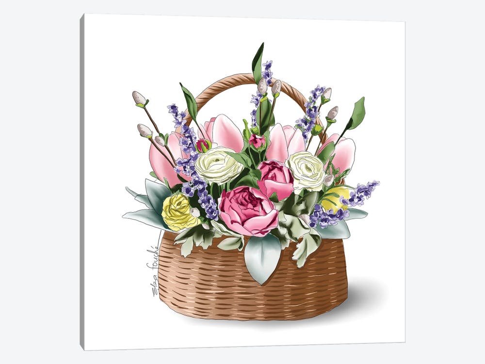 Basket Of Florals by Elza Fouche 1-piece Canvas Wall Art