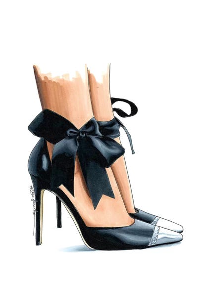 Fashion Illustrations: Ebony Bow Heels by Elza Fouche
