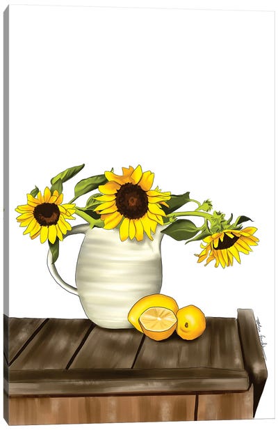 Farmhouse Sunflowers Canvas Art Print - Mediterranean Décor