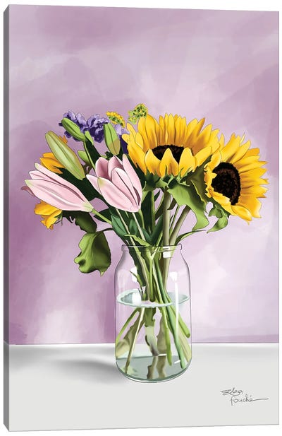 Purple And Sunflowers Canvas Art Print - Elza Fouché