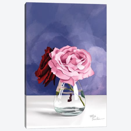 Roses In A Jar Canvas Print #ELZ306} by Elza Fouche Canvas Artwork
