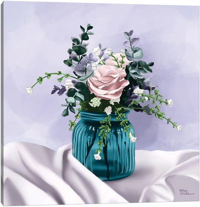 Flowers In Blue Jar Canvas Art Print - Elza Fouché