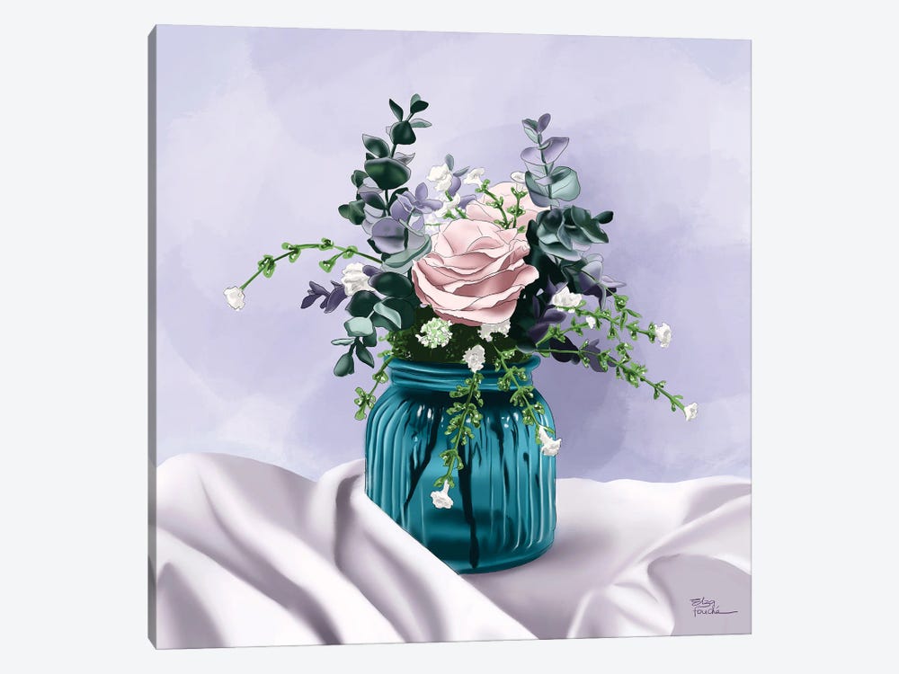 Flowers In Blue Jar by Elza Fouche 1-piece Art Print