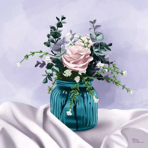 Flowers In Blue Jar