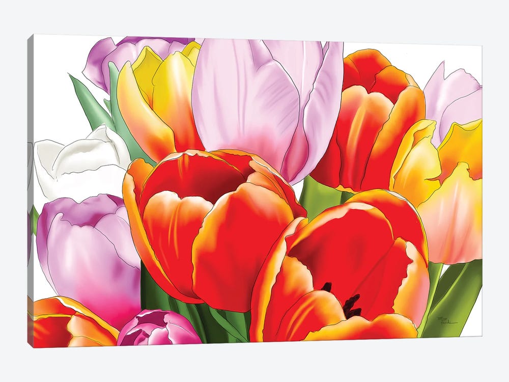 Vibrant Tulips by Elza Fouche 1-piece Canvas Print