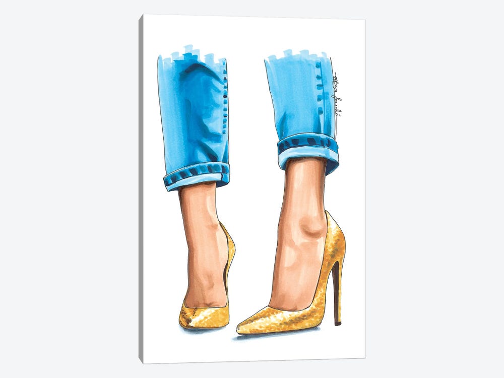 Golden Heels by Elza Fouche 1-piece Art Print