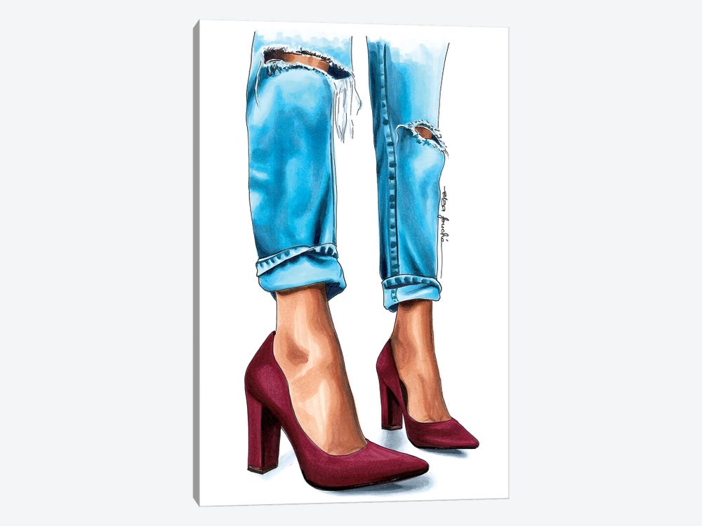 Jeans & Heels by Elza Fouche 1-piece Art Print