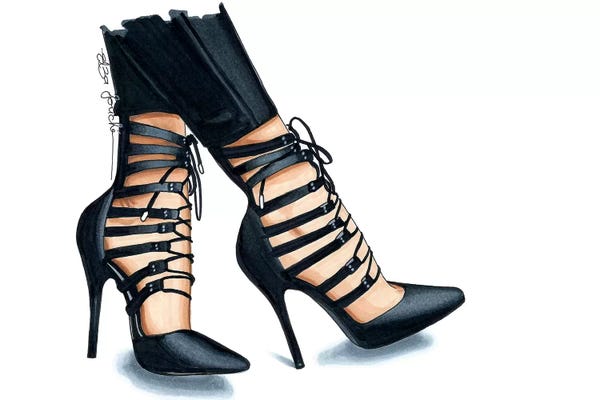 Fashion Illustrations: Jet Black Heels by Elza Fouche