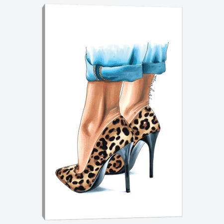 Leopard Heels Canvas Print #ELZ37} by Elza Fouche Art Print